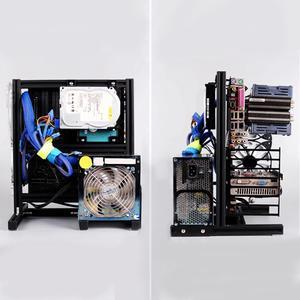 PC Test Bench, 2u Rack Chassis ATX MATX/ITX Open Chassis Vertical Overclocking Open Aluminum Frame Chassis Rack Red (Black)