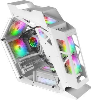 MARSGAMING MC61, Compact Micro-ATX Gaming PC Case, ARGB Chroma, Dual Tempered Glass Windows, White, 4 x 12 cm Fans