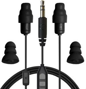Plugfones Guardian Plus in-Ear Earplug Earbud Hybrid - Noise Reduction in-Ear Headphones with Noise Isolating Mic and Controls (Black)