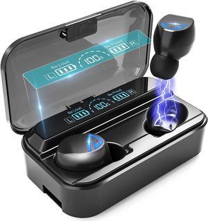 Bluetooth 5.2 Wireless Earbuds HiFi Stereo Sound Deep Bass Headphones with USB-C Charging Case Noise-Cancelling and Fast-Charge in-Ear Earphones Touch Control Headphone for Sports Office