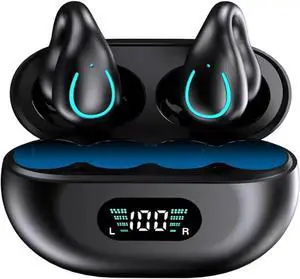 Earclip Open Ear Bone Conduction Earbuds Open Ear Headphones Wireless Bluetooth IPX5 Waterproof Bone Conducting Earphones for Gym Sport Running Workout Ear Clips Bone Ear Buds for Small Ear Canals