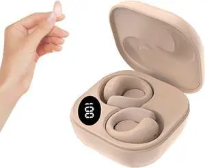 Small Clip On Open Ear Headphones Wireless Bluetooth Ear Clip Bone Conduction Conducting Headphones Headset with Mic Open Ear Bone Conduction Earbuds Head Set Head Phones Earphones
