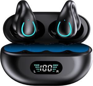 Loluka Wireless Open Ear Clip Bone Conduction Headset Headphones Earbud Earphones Clip On Open Ear Earbuds Bone Conduction Ear Buds Head Set Earbuds Bone Conducting Headphones Induction Earphones
