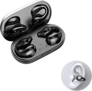 Ear Clip, Ear Clip Open Ear Headphones, Bone Conduction Headphones, Small Clip On Open Ear Wireless Bluetooth Ear ClipMini Wireless Ear Clip, Clip On Sport Wireless Earbuds Waterproof (Black)