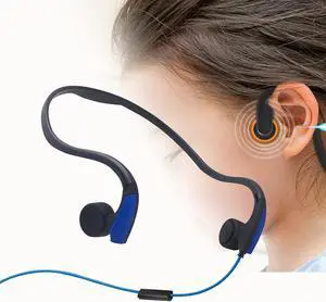 ElecPjf Bone Conduction Headphones, Open-Ear Wired Bone Conduction Outdoor Headphones, 3.5Mm Waterproof Noise Reduction with Mic, for Running Smart Phones Notebook(Color:A)