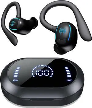 Xmenha Sport Wireless Over The Ear Buds Earbuds with Earhooks Waterproof Over Ear Earphones Bluetooth Running Workout Wrap Around Earbuds with Ear Hook Sports Running Wrap Around Headphones Wireless
