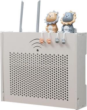 Wall Mount WiFi Router Stand, Floating Holder, Router Organizer, Hider Cord Management Container, Creative Decorative Storage Box ( Color : White-A , Size : 47x10.5x38cm )
