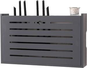 Wall Hanging Router Decorative Box Router Storage Box Cable Management Boxes Hider Rack Office & Home Desktop Organized Shelves (Color : Grey-A, Size : 49x9x29cm)