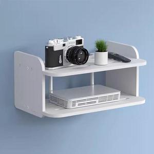 PPGE Home Router Cable Storage Box, Double Layer Storage Rack,Wireless Router Shelf, Power Strip and Cable Management Hider Rack Desktop Organizer Shelves(Size:30x20x15cm)