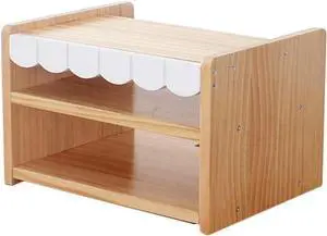 EXOGUN Wireless WiFi Router Storage Box Creative Solid Wood TV Set-top Box Shelf Desktop Double-Layer Router Finishing Box Wireless WiFi Socket Outlet Modem Cat Storage Shelf (Color : White Wave)