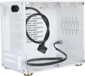 Mini ITX Computer Case, 360° Open Heat Dissipation Mini Tower Computer Chassis, Acrylic Transparent Panels Gaming Desktop Computer Case for DIY Gamers