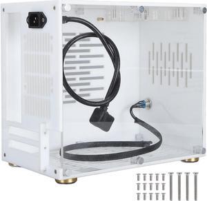 Mini ITX PC Case, 360 Degree Open Type Desktop Gaming Computer Chasssis Acrylic Transparent Computer Hosting Case for Gaming Desktop