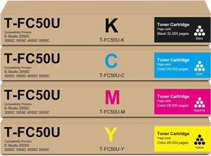 T-FC50U Toner Cartridge Compatible for T-FC50U T-FC50U-K T-FC50U-C T-FC50U-M T-FC50U-Y for Toshiba E-Studio 2555C 3055C 3555C 4555C 5055C Printers(Black Cyan Magenta Yellow,4 Pack)