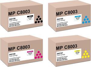 MPC8003 Toner Cartridge Replacement for Ricoh 842196 842197 842198 842199 forRicoh Lanier Savin IM C6500 C8000 MP C6503 C8003 Printers, 4 Pack