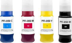 PFI050 PFI-050 70ml Pigment Ink Tank Set Remanufactured   PFI-050 PFI050 PFI 050 Ink Bottle Compatible for imagePROGRAF TC-20 TC-20M Printers (1BK, 1C, 1M, 1Y) tc20m tc20 Ink Refills