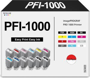 PFI-1000 PFI100 PFI 1000 Ink Cartridge Replacement   imagePROGRAF PRO 1000 Printer.12 Pack MBK PBK C M Y R GY B PGY PC PM CO