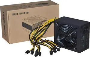 4U Single 10X 6Pin PSU Mining Power Supply Source BTC ETH Bitcoin Miner 110V 240V 2000W 2400W 2600W ATX for 6 GPU Graphics Card(110-220V 2400W)