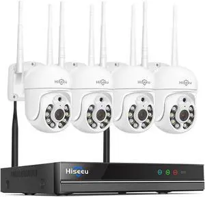 5mp, Two-Way Audio, 360 ° Tracking Monitoring Camera Wireless Hiseeu Integrated NVR 1920P 5-megapixel 4-Piece Set with Built-in 1TBHDD can be Added to 10 Channels for Remote Monitoring