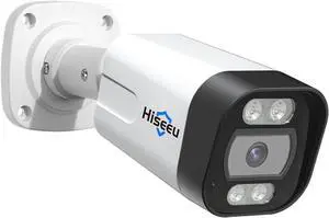 Hiseeu [Human Vehicle Detect] 5MP PoE Camera, IP Camera Outdoor, 2 Way Audio, Spotlight&Sound Alarm, IP67 Waterproof, Remote Access, No Monthly Fee, Work w PoE NVR