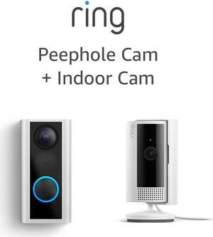 Ring Peephole Cam with Ring Indoor Cam, White