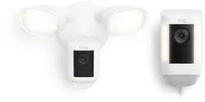 Ring Floodlight Cam Pro with Ring Spotlight Cam Pro, Plug-In White