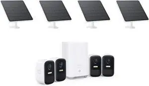 eufy Security eufyCam 2C 4-Cam Kit with Solar Panel(3W), Wireless Home Security System, 180-Day Battery Life, HomeKit Compatible, 1080p HD, IP67 Weatherproof, Night Vision, No Monthly Fee