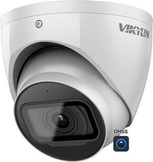 VIKYLIN 6MP IP PoE AI Security Camera with Mic/Audio,6mp @30 fps Outdoor Turret Surveillance Camera with 2.8mm Lens,256GB SD Card Slot, WDR, 3D DNR, IP67,IVS Detection,DMSS/SmartPss Lite