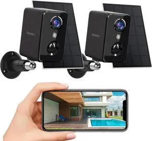 Gadpiparty Septekon 2K Security Camera Outdoor Wireless, Solar Powered WiFi Camera, Home Surveillance System with Spotlight & Sound Alarm, IP66, 2-Way Audio, AI Detection, Requires 2.4GHz WiFi, 2pcs