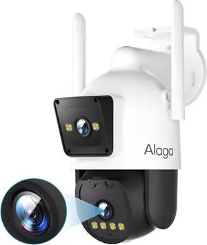 Alaga Wired Outdoor Security Cameras - Black Light Full-Color Dual Lens with MaxColor Night Vision, F1.0 Lens, AI Motion Detection, Dual-Band Wi-Fi, Two-Way Audio, Cloud & Expandable Local Storage