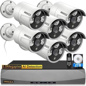 OOSSXX (HD 2.7K 5.0MP with Audio) Outdoor Wired Security Camera Systems PoE Outdoor Surveillance Video System