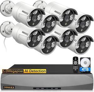 OOSSXX (HD 2.7K 5.0MP with Audio) Outdoor Wired Security Camera Systems PoE Outdoor Surveillance Video System