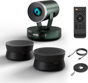Conference Room Camera System, 2X Scalable Conference Speakerphones, POE Daisy Chain, Noise Reduction, 2K PTZ Webcam w/Optical Zoom for Video Conferencing/Streaming in Small to Medium Rooms