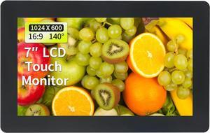 7 inch Touch Security Monitor & Displays, HD/BNC/AV/VGA/USB Input, 1024 * 600 Resolution, Built-in Dual Speakers Portable LCD Touch Monitor, Suitable for Game PC DVD DSLR CCTV