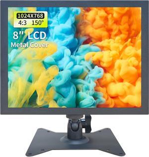 8 inch Security Monitor & Displays, Built-in Dual Speakers Portable LCD Monitor, HD/VGA/BNC/AV/USB Input, 1024 * 768 Resolution, Suitable for Game CCTV PC DVD DSLR