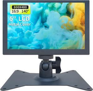 5 inch Security Monitor & Displays, AV/HD/VGA/BNC/USB Input, Built-in Dual Speakers Portable Metal Case LCD Monitor, 800 * 480 Resolution, Suitable for Game CCTV DVD PC DSLR
