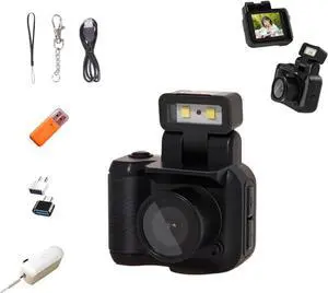 DARZYS Retro Snap Camera, Retro Snap Mini Camera, Retrosnap Mini Portable Travel Thumb Camera, Retrosnap Mini Camera, Tiny Nostalgic Camera, Tiny Camera Keychain with LED Flash(Black-32G Memory Card)