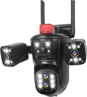 20MP 10K Security Protection Camera WiFi Outdoor 10X Zoom Five Lens Four Screens CCTV Video Surveillance Auto Tracking PTZ Cam(U/S,10K 10XZoom Add 32G)