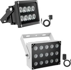 Univivi IR Illuminators for Security Camera with Power Adapter 850nm Infrared Illuminator 90 Degree Wide Angle 8-LEDs& 15-LED IR Infrared Light for Security Cameras Univivi IR Illuminators for Security Camera with Power Adapter 850nm Infrared Illuminator 90 Degree Wide Angle 8-LEDs& 15-LED IR Infrared Light for Security Cameras