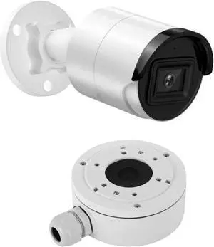 Real HD HIK-Vision DS-2CD2023G0-I 1080P 2MP Bullet POE IP Camera, Mini Size, 4mm, H.265, WDR, IP67 Standard,Compatible with Hik Vision NVR, Bundle with CBXS DS-1280ZJ-XS Bracket Junction Back Box