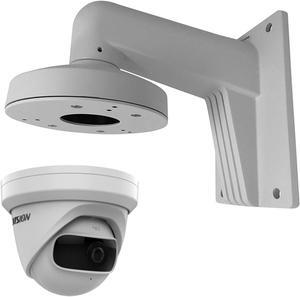 DS-2CD2345G0P-I 4MP Indoor 180° Panoramic Ultra Viewing Angle POE IP Camera, WDR, Built-in Micro SD slot Compatible with Hik Vision NVR, Bundle with WMS WML PC130T DS-1273ZJ-130-TRL Wall Mount Bracket