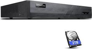 8 Channel 4K 8MP NVR Recorder w/ 8 POE Ports, 4K HDMI and 1080P VGA Output, 2TB Storage, Plug and Play Compatible with up to 8MP Uniview IP Cameras