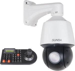SUNBA P525+ 3D Keyboard Bundle, 4MP PoE+ PTZ IP Security Camera Outdoor, 25X Optical Zoom, AI Auto Tracking, Two-Way Audio & IP67 Waterproof, 328ft Long Range Night Vision with Lighthunter IR