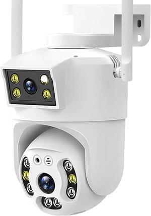 SXBCyan 4K 8MP Dual Lens WiFi PTZ Security Camera Outdoor Night Vision Dual Screen Smart 6MP Security Protection CCTV IP Camera V380 Pro APP (Size : 6MP Add 64G Card)