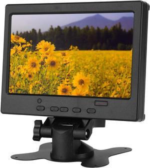 7 Inch Computer Monitor with 1024x600 Display, Mini HD MI Monitor Support HD MI VGA AV Inputs, Portable Car Display CCTV Monitor Screen with Speaker for Gaming Office (US Plug)