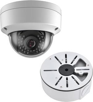 Real HD 5MP PoE IP Dome Security Camera, 2.8mm Wide Angle, H.265 IP66 Waterproof Built-in Micphone/Audio, Compatible with Hik Vision NVR, Not PTZ Camera, Bundle with Junction Box Mount Bracket