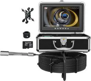 DVR Sewer Camera Built-in 512Hz Transmitter, 2023 Upgraded 10.1 Inch Drain Sewer Pipe Inspection Camera with DVR Recording Function + 5X Image Magnification,20M