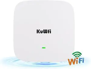 KuWFi WiFi 6 Extender 2.4G&5.8G Long-Range Repeater AX1800 WiFi 6 Indoor Ceiling-Mounted AP Router 48V PoE Powered 1800Mbps High Speed for House, Office, Apartment