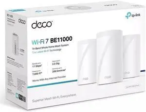 TP-Link - Deco BE11000 Multi-Gig Whole Home Mesh Wi-Fi 7 System (3-Pack) - White