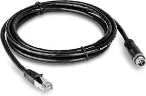 TRENDnet M12 to RJ-45 Industrial Ethernet Cable, 2m (6.5 ft.), TI-CD02, Designed to Connect a PoE Device to The TRENDnet Industrial M12 Railway Switch, Black