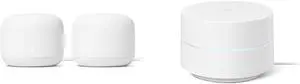 Google Nest WiFi - AC2200 - Mesh WiFi System - WiFi Router - 4400 Sq Ft Coverage - 2 Pack with Google WiFi - AC1200 - Mesh WiFi System - WiFi Router - 1500 Sq Ft Coverage - 1 Pack
